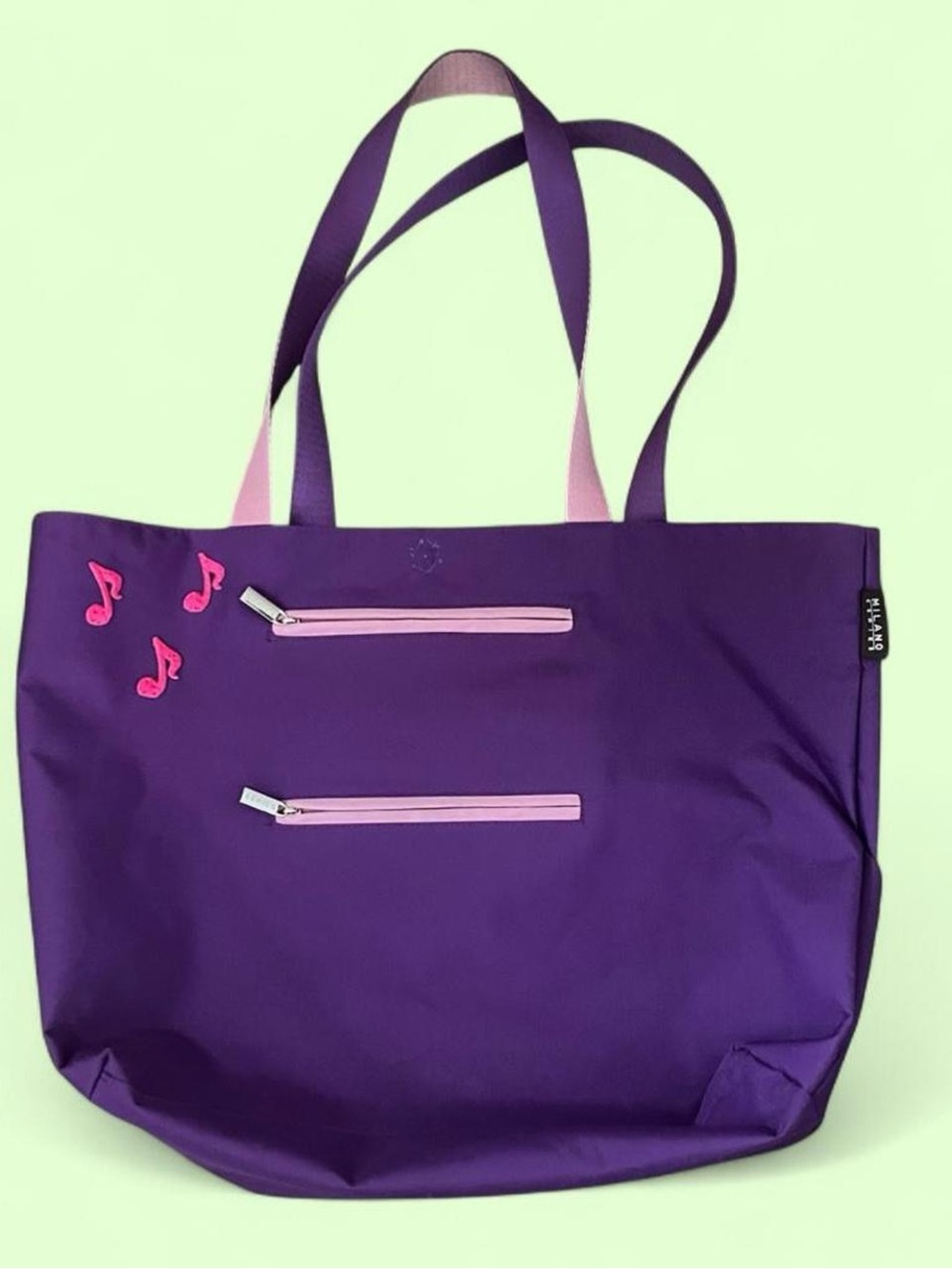 Milano Purple Tote with Pink Handles